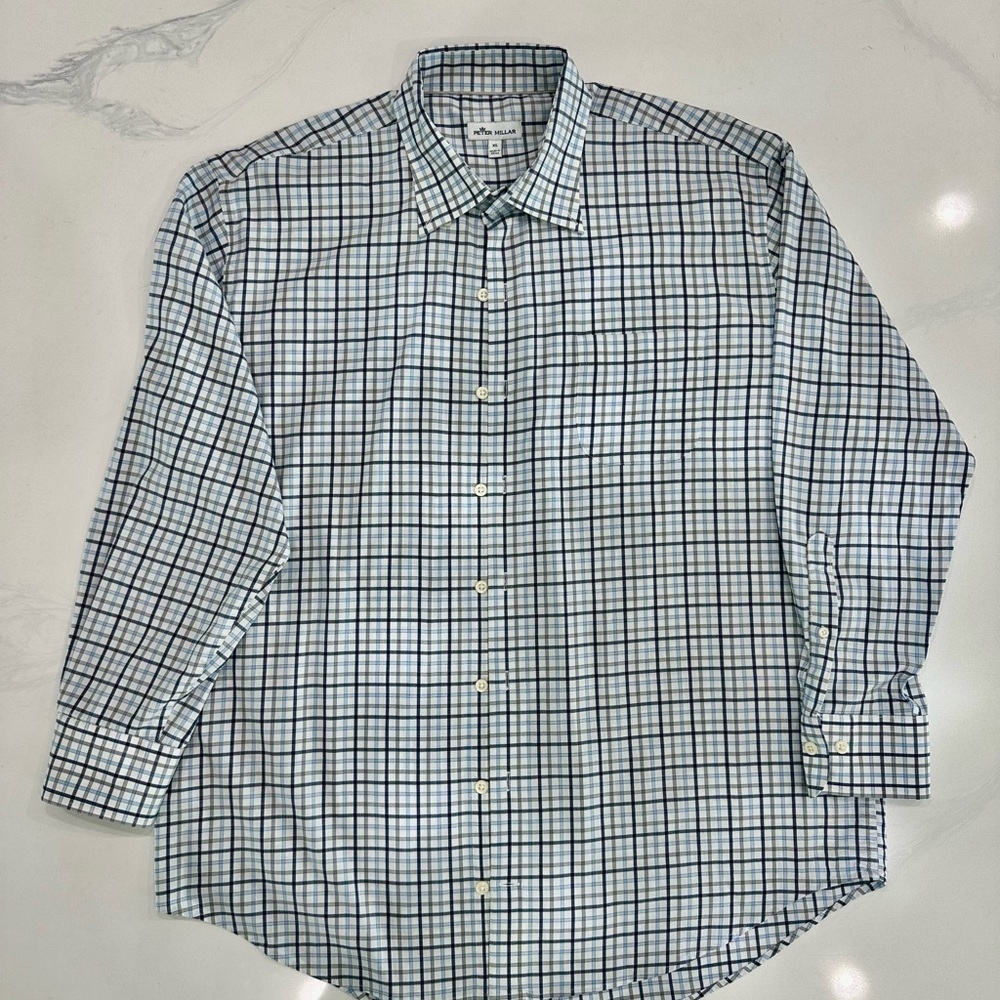 Peter Millar Men's Plaid Shirt - Black‎ and White